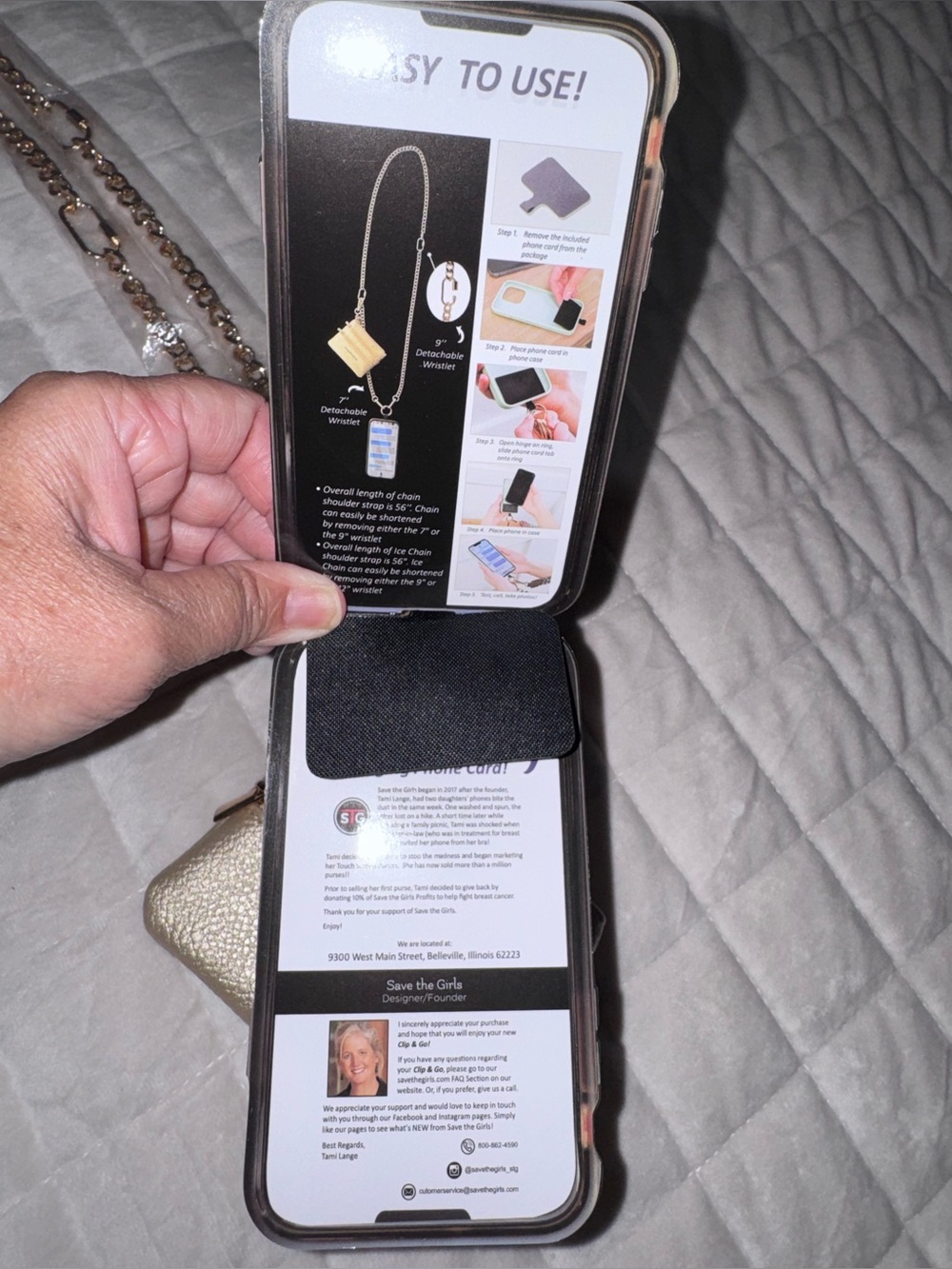 CLIP & GO Gold Chain Lanyard with Gold Zip Pouch - Picture 7 of 9
